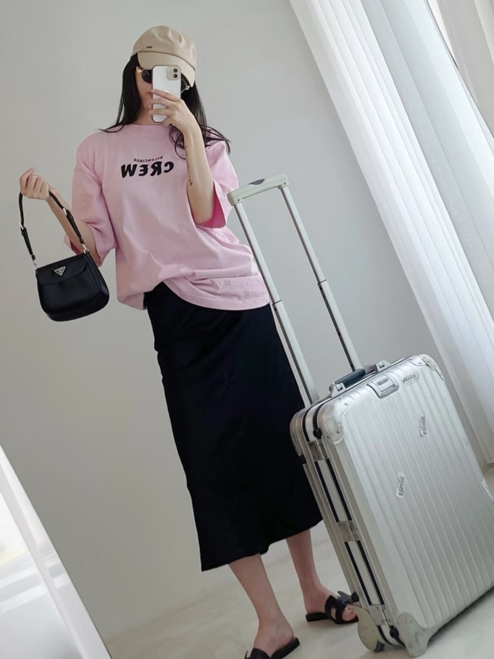 🚩steal Balenciaga Pink 'CREW' Logo Short Sleeve Tee - Picture 4 of 5